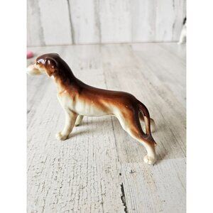 Vintage Greyhound whippet figurine porcelain statue brown‎ white